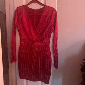 Gorgeous red satin bejeweled dress